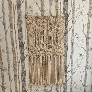 Boho Macramé Wall Tapestry - Neutral Cream Fiber Art